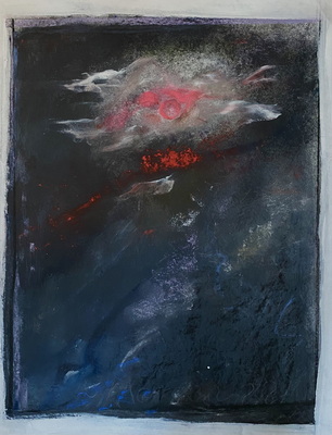 Nachtbild 2, 2021, 35cm x 40 cm, Acryl und Pigmente auf Karton